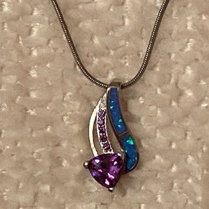 Amethyst & blue opal 9.5 necklace